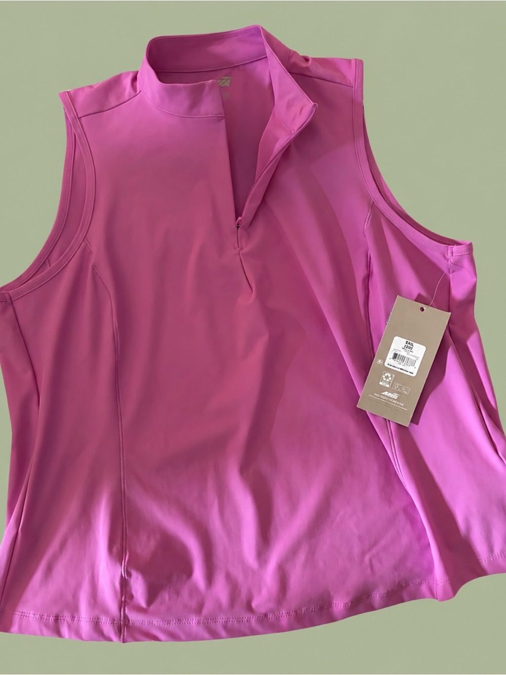 Avia Sleeveless Zip-Front Active Tank in Bright Magenta great for athletes